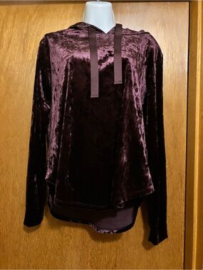 Betsey Johnson Performance Hoodie Burgundy. Crushed Velvet Sz M